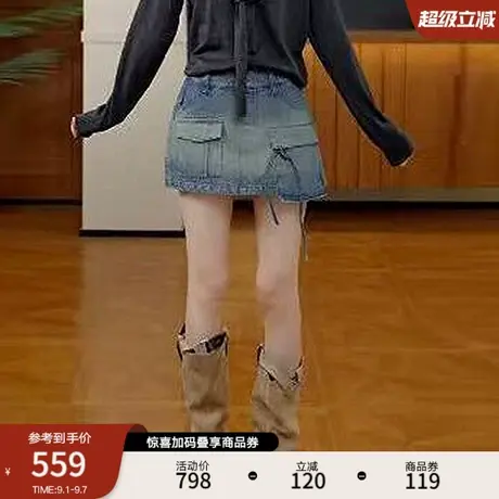 moussy 2025秋季新品甜辣风做旧复古大口袋牛仔短裤028IAC11-1016商品大图