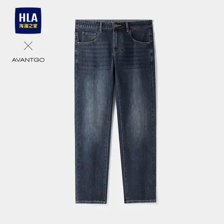 HLA/海澜之家轻商务直筒猫须牛仔裤25秋季新款五袋款水洗直筒裤男商品大图