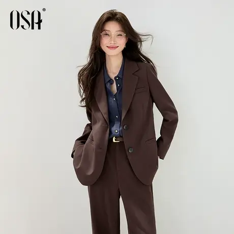 OSA欧莎极简风西装外套女秋季2025年新款休闲通勤垫肩小西服上衣商品大图