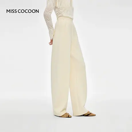 MISSCOCOON可可尼白色直筒阔腿裤女2025秋冬新款石墨烯加厚香蕉裤商品大图
