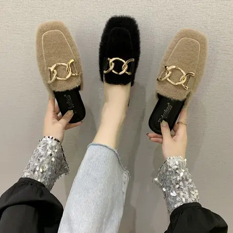 法式穆勒鞋秋冬季包头毛毛拖鞋女外穿毛拖鞋女鞋2023新款毛绒凉拖商品大图