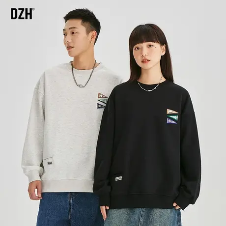 重磅情侣卫衣男圆领秋季潮牌长袖上衣宽松休闲外套高级感2023新款商品大图