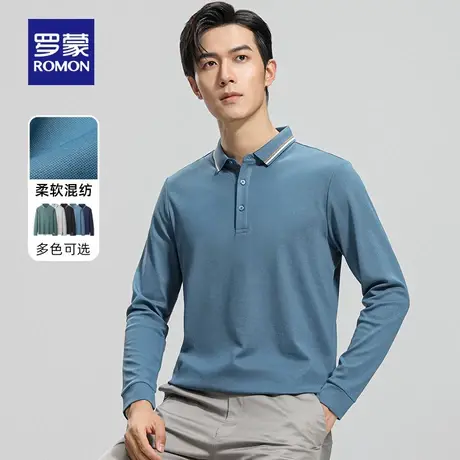 罗蒙男士长袖Polo衫2023秋季新款中青年商务休闲简约弹力舒适T恤图片