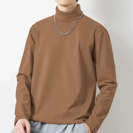 300g重磅德绒打底衫内搭长袖t恤男装高领双面绒秋衣小衫保暖体恤商品大图