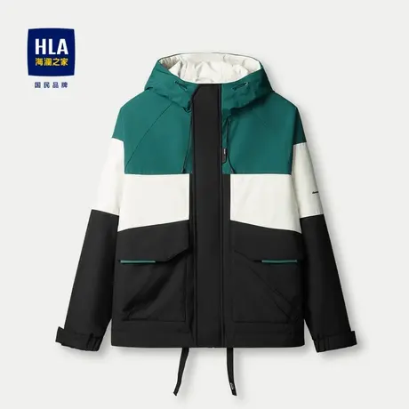 HLA/海澜之家羊毛聚能棉夹克23秋冬新款多色镶拼连帽大口袋外套男商品大图