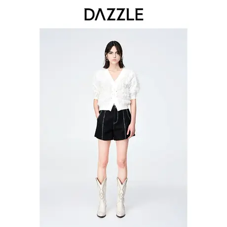 【七七酱专享】DAZZLE地素奥莱 春季小众设计感蓝色简洁撞色A字牛图片