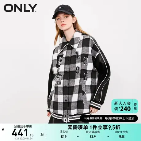 ONLY奥莱夏季街头风格纹拼色字母宽松翻领外套女商品大图