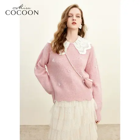 MISSCOCOON俏元气甜美2023冬装新款女手工定制羊驼绒针织衫商品大图