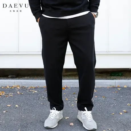 秋冬新款黑色厚料大号潮胖子直筒加肥加大码男士休闲裤商品大图