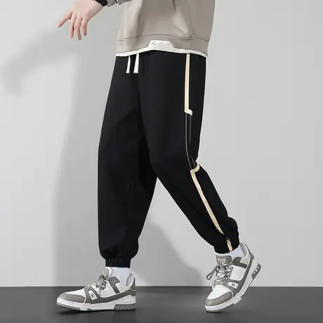 裤子男士春秋季新款黑色束脚卫裤显高显瘦宽松运动九分休闲长裤男图片