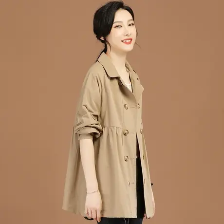 韩潮袭人a字型中长款风衣女2024年新款春装娃娃装宽松大码外套女图片