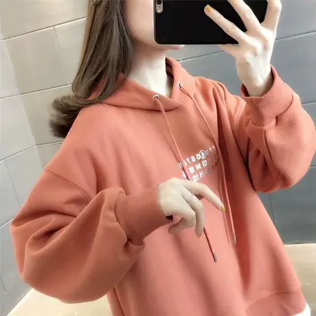 2023春季新款外套女ins连帽卫衣女宽松韩版春秋长袖T恤女bf慵懒风图片