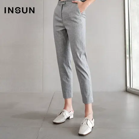 INSUN恩裳夏季修身九分高腰西装裤图片