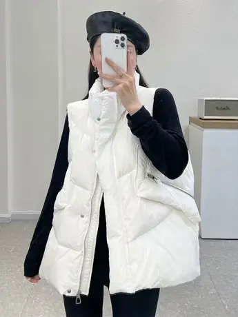 欧货羽绒棉马甲女2023秋冬新款韩版宽松时尚立领坎肩马夹外套女潮图片