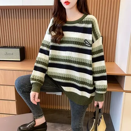 设计感小众毛衣女秋冬韩版宽松bf慵懒风外穿小个子加厚针织衫外套图片