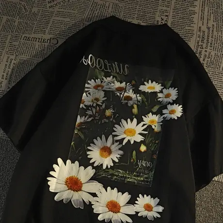 大码潮牌oversize欧美t恤女短袖夏季设计感纯棉港风嘻哈上衣ins潮图片