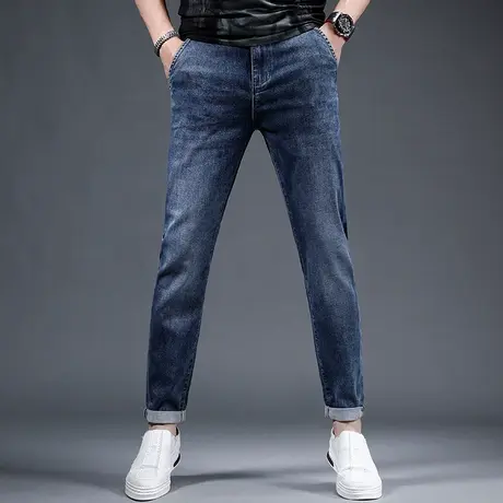 斜插袋牛仔裤男微宽松小直筒春季薄款韩版弹力休闲百搭男士裤子商品大图