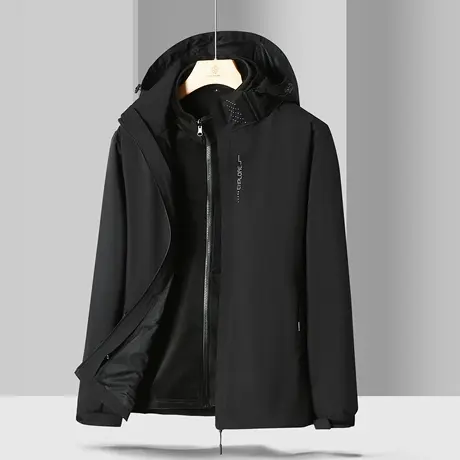 冲锋衣男春秋季情侣软壳外套防风防水大码三合一可拆卸登山服女商品大图