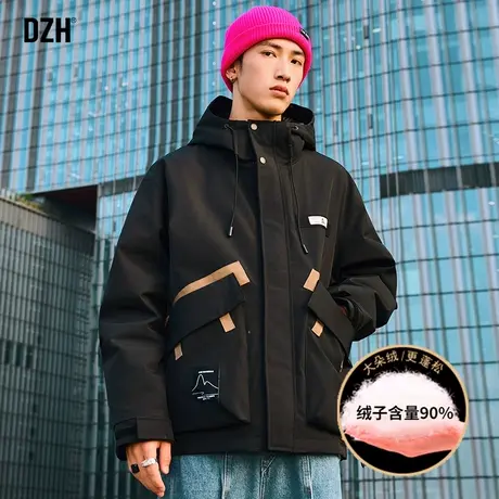 男士工装羽绒服男冬季连帽潮牌外套2024新款羽绒夹克抗寒服羽绒衣图片