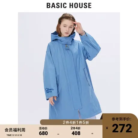 Basic House/百家好商场同款春秋中长款夹克女休闲外套女HTJP123A图片
