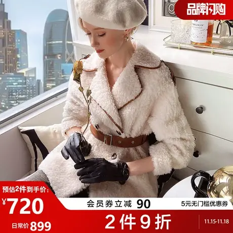 粉红大布娃娃羊羔毛外套女冬季年轻款皮草流行大衣中长款商品大图