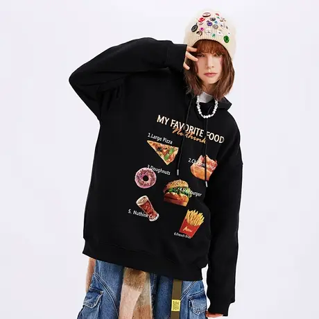 欧美潮流vibe趣味印花连帽卫衣男潮ins美潮加肥加大薄款情侣外套图片