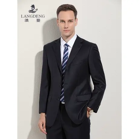 浪登男士2024款春季纯羊毛西服套装男新郎结婚商务正装西装两件套商品大图