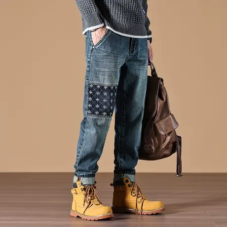 宽松直筒牛仔裤宽松舒适高档牛仔裤男款休闲美式高街休闲牛仔裤图片