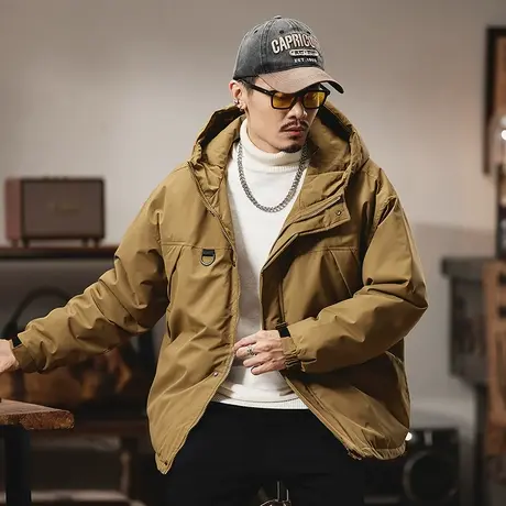 时尚潮流外套秋冬新款百搭防风连帽棉衣户外保暖大码棉衣休闲男装商品大图