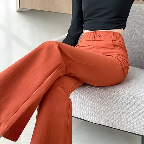 九分微喇西装裤女春秋2024新款高腰显瘦休闲弹力修身小个子喇叭裤图片