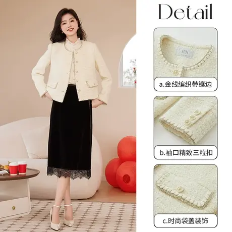 【新年搭配】【新年战袍】香影小香风粗花呢短外套女秋冬今年流行商品大图