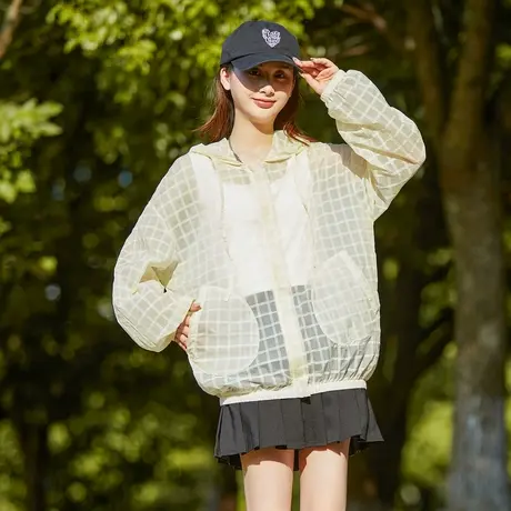 唐狮春夏季薄款开衫运动外套女时尚夏季连帽长袖透气空调衫百搭图片