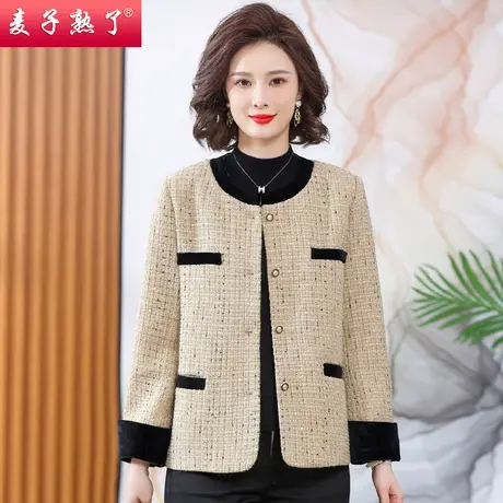 妈妈春装气质小香风外套中老年女装春秋时尚高贵短款上衣服洋气50商品大图