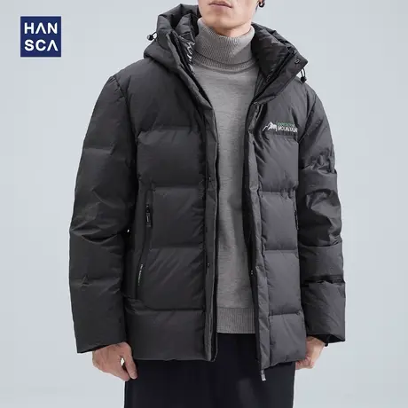 hansca连帽羽绒服男冬季2022新款加厚保暖青少年运动休闲短款外套图片
