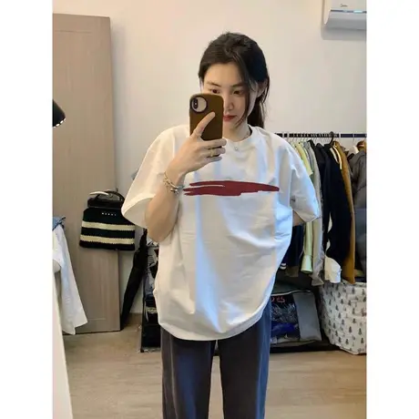 高街美式独特半袖印花夏季新款短袖T恤女oversize宽松百搭上衣潮商品大图