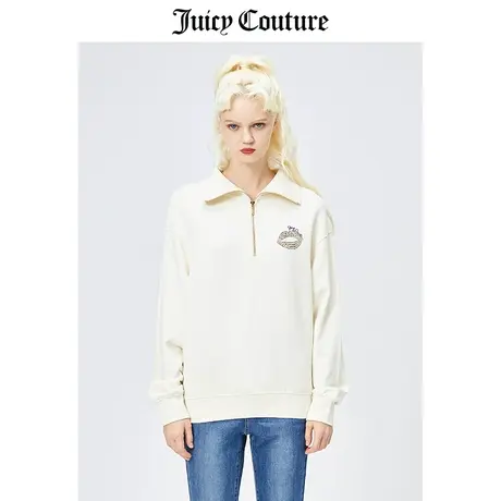 Juicy Couture橘滋卫衣女美式春季新款宽松翻领半拉链长袖上衣商品大图