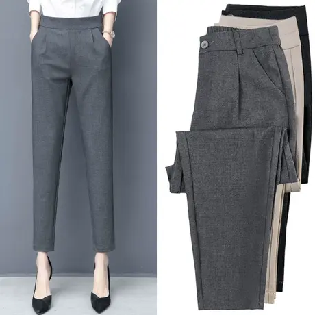 西裤女显瘦烟管裤2023年春秋新款九分女裤小脚哈伦裤职业休闲裤子商品大图