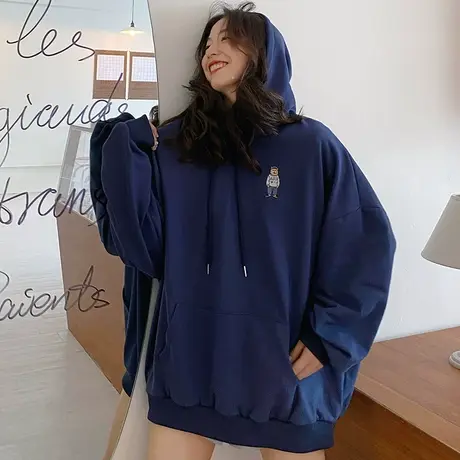 waitmore卫衣女2020春秋薄款宽松韩版潮ins原宿bf慵懒风上衣外套商品大图