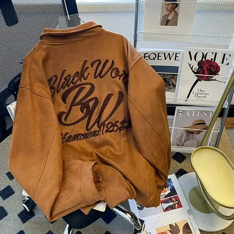 vintage夹克外套女ins潮牌原宿港风春秋冬季宽松棒球服设计感小众图片