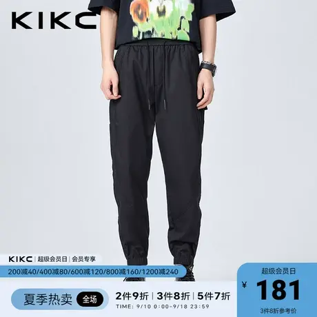 kikc工装裤男2023春夏新款商场同款束脚抽绳多口袋元素休闲九分裤商品大图