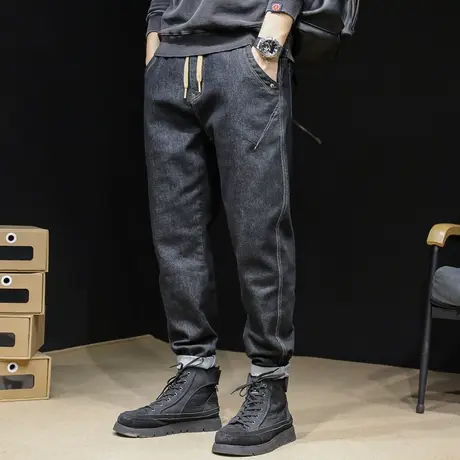 牛仔裤男士秋季大码黑色百搭裤子2023年新款男裤宽松加肥加大秋冬商品大图