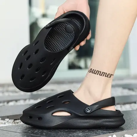 雨鞋休闲胶鞋夏季防水雨凉鞋男软底软面厨房防滑鞋透气两穿涉水鞋商品大图