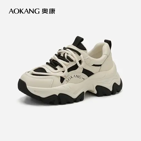 【门店发货】奥康女鞋春秋透气时尚ins休闲厚底运动鞋老爹鞋商品大图