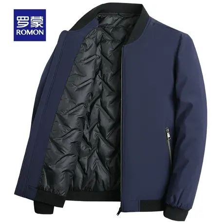 罗蒙棒球领羽绒服男士轻薄款2023年新款休闲加厚鸭绒保暖夹克外套图片