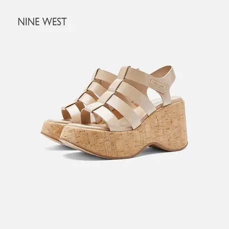 【商场同款】Nine West/玖熙波西米亚防水台凉鞋女厚底露趾罗马鞋图片