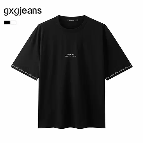gxg.jeans男装  撞色明线设计简约时尚宽松圆领短袖T恤25年夏新品图片