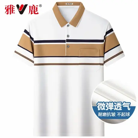 雅鹿短袖t恤休闲男士翻领polo衫中年舒适透气男装爸爸夏装上衣服商品大图