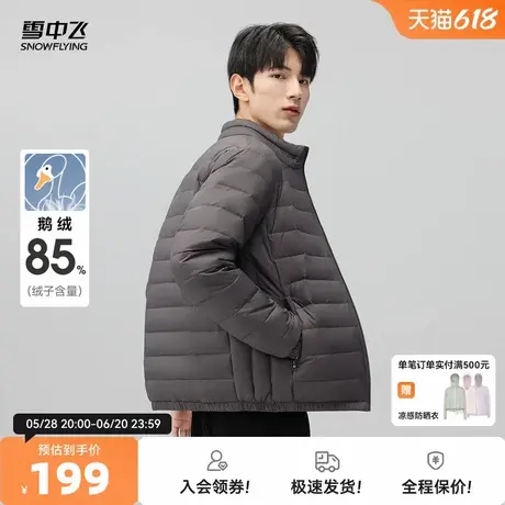雪中飞2025秋新款男士鹅绒立领轻薄羽绒服休闲商务便捷百搭纯色商品大图