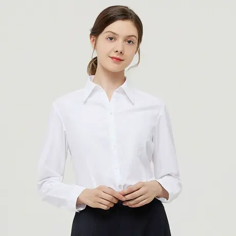 雅戈尔春春季新品女士长袖衬衫商务免烫纯白上班工作服衬衣2676图片