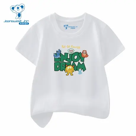 XD真维斯男童春季新款小怪兽印花卡通潮酷百搭中大童短袖T恤图片